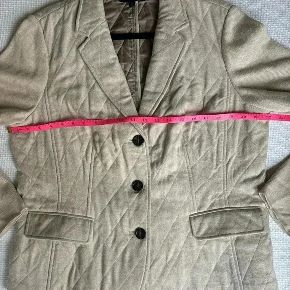 Talbots Blazer 16 Neutral Wool Quilted Academia Career Western Girl Classic - Picture 11 of 12